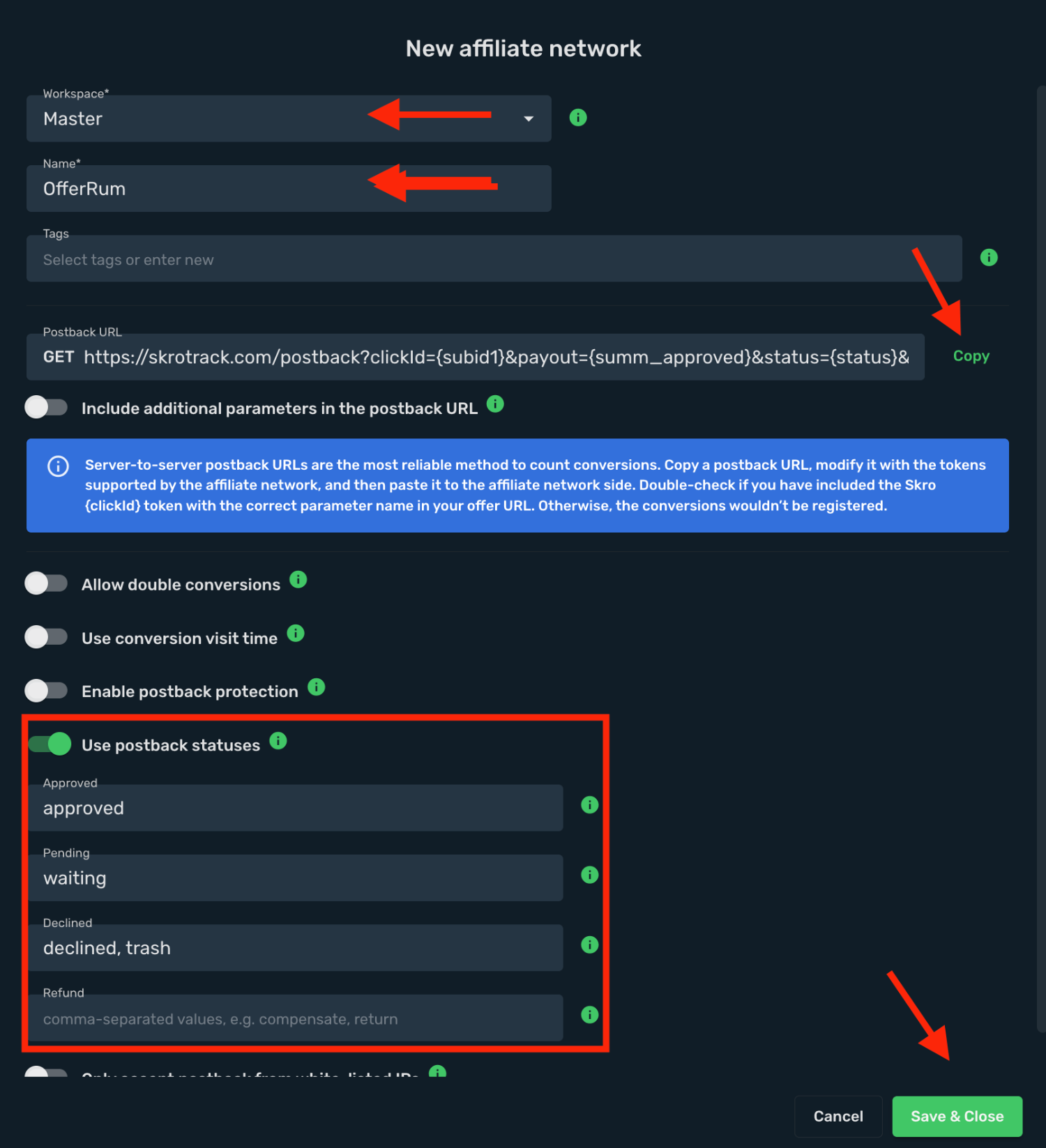 Save OfferRum as affiliate network