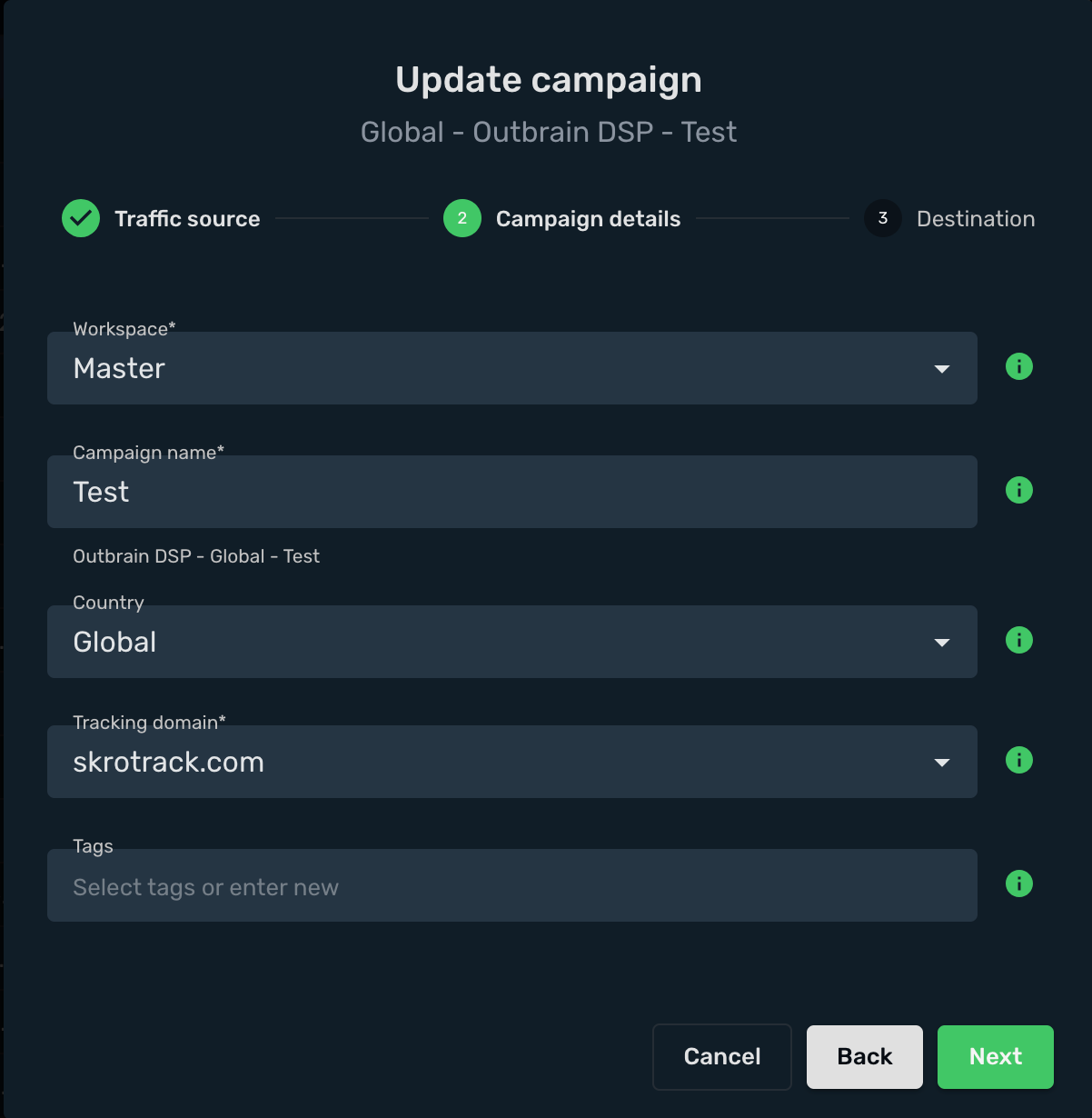 Setup Skro Campaign step 2