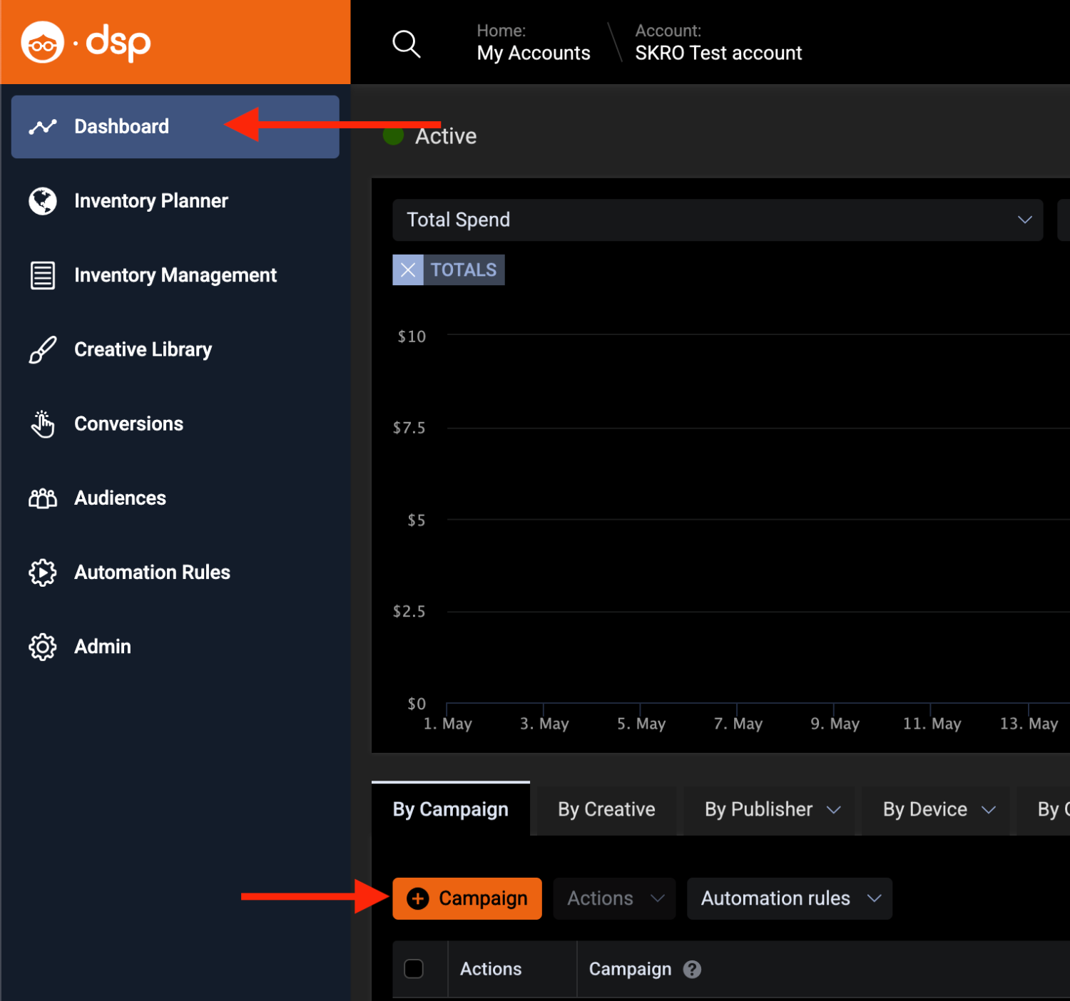 Setup Outbrain DSP Campaign step 1
