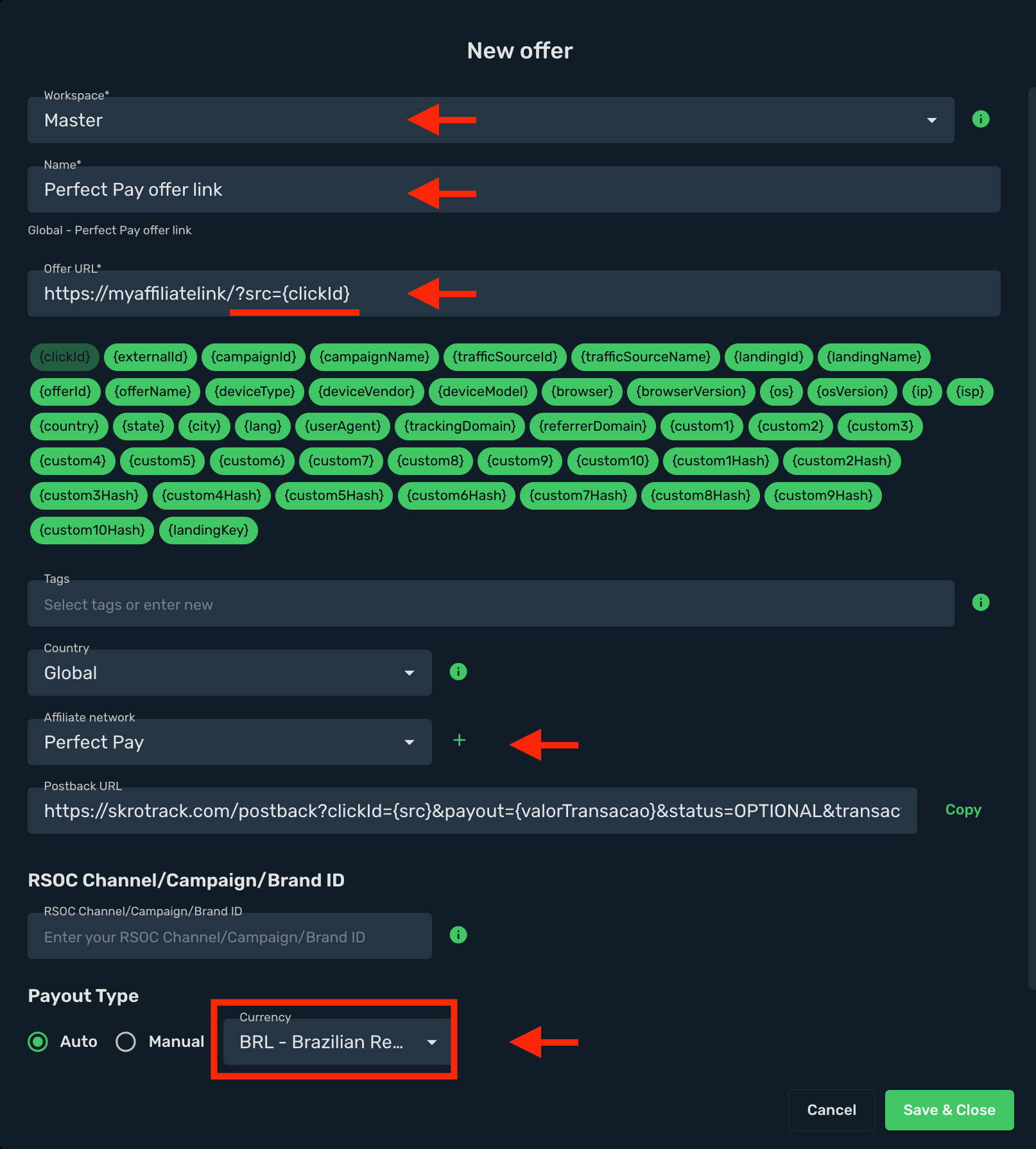 Setup Hotmart affiliate link URL.