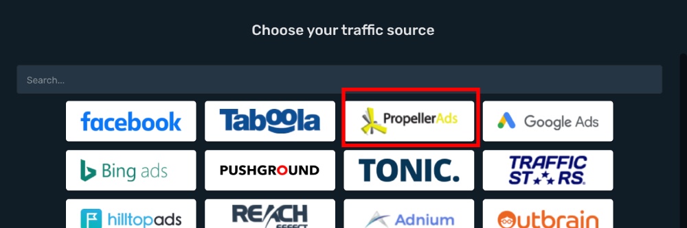 Setup PropellerAds traffic source step 2