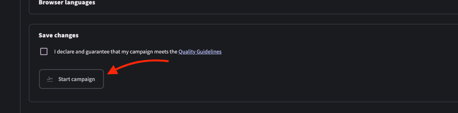 Step 4. Create a campaign on RollerAds.