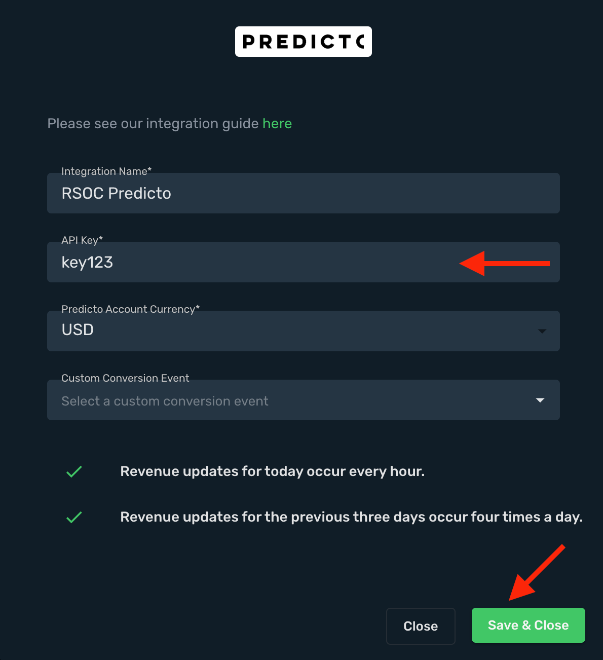 Predicto.ai RSOC integration step 3