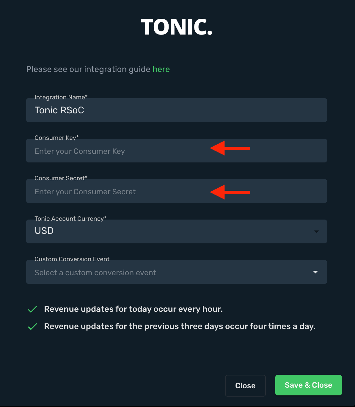 Tonic RSoC integration step 3