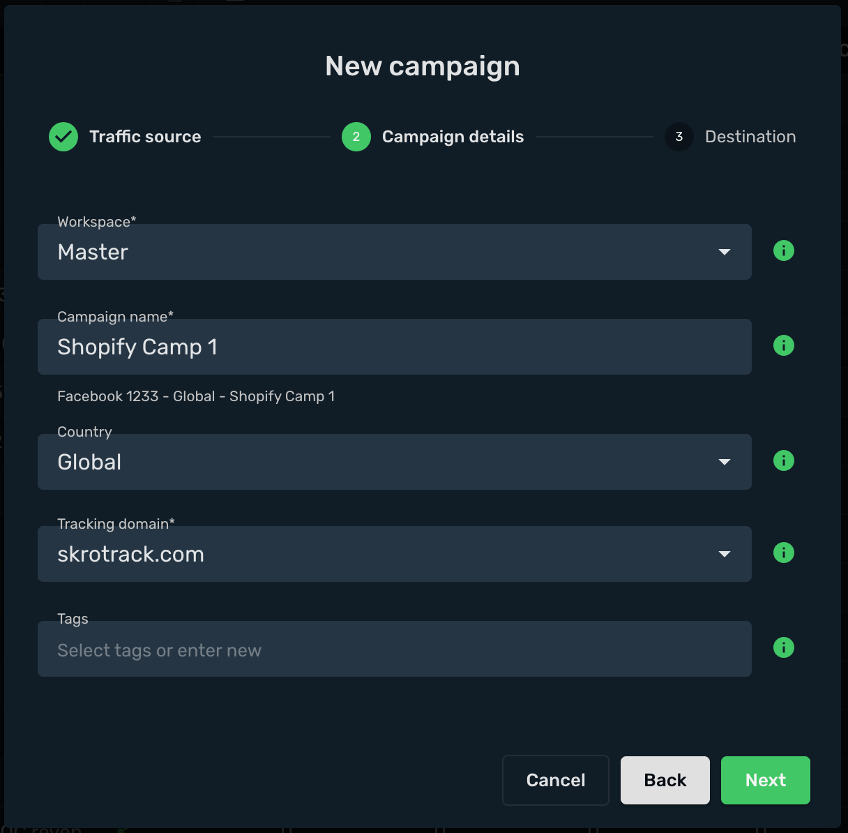 Setup Skro Campaign step 2