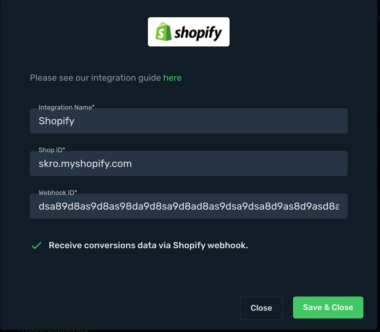 Shopify Integration step 3.3