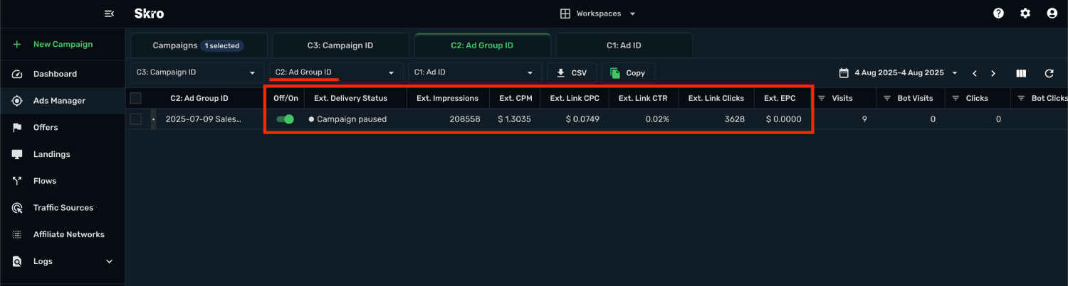 Manager SmartNews ad groups