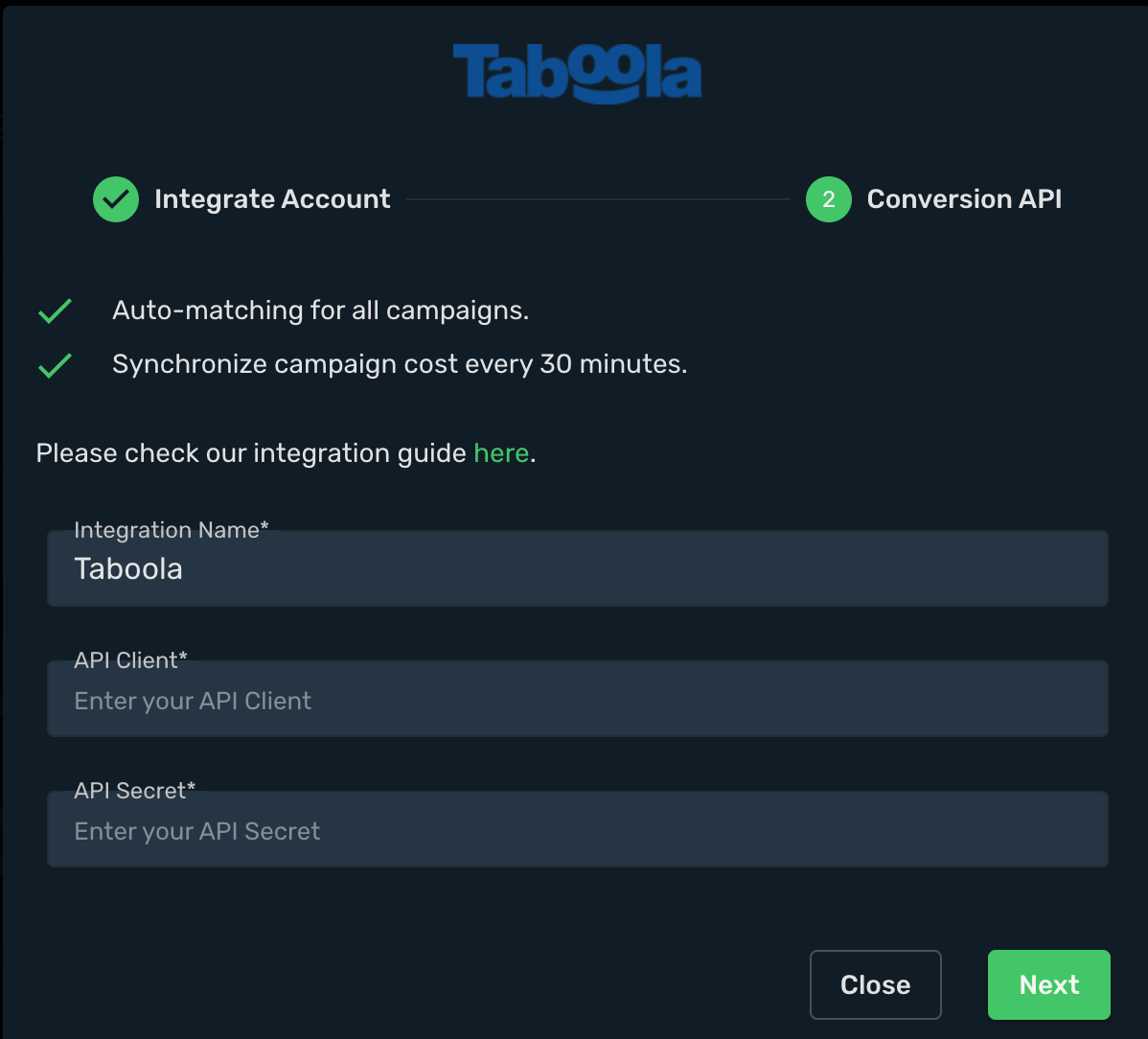 Taboola Integration step 4