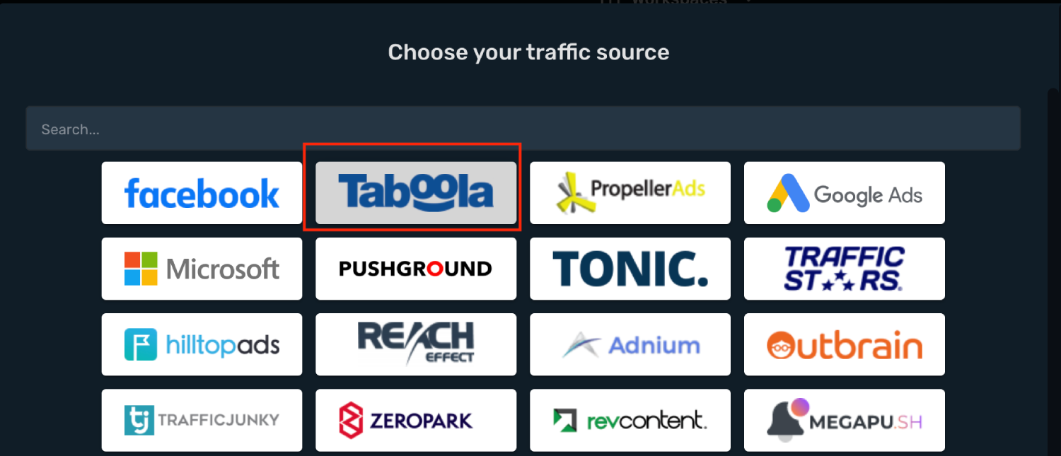 Setup Taboola traffic source step 2