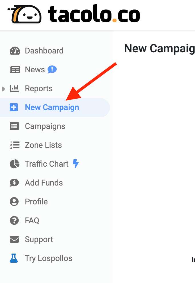 Step 2. Create a campaign on TacoLoco.