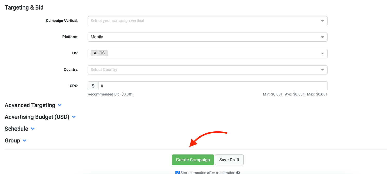 Step 3. Create a campaign on TacoLoco.