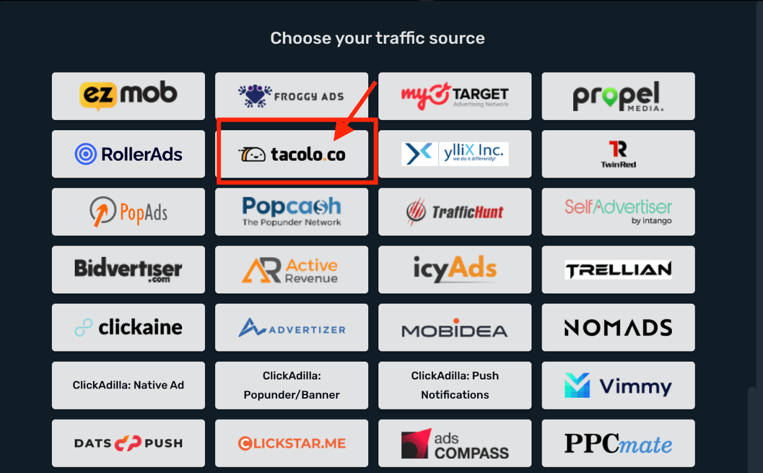 Choose TacoLoco on the list