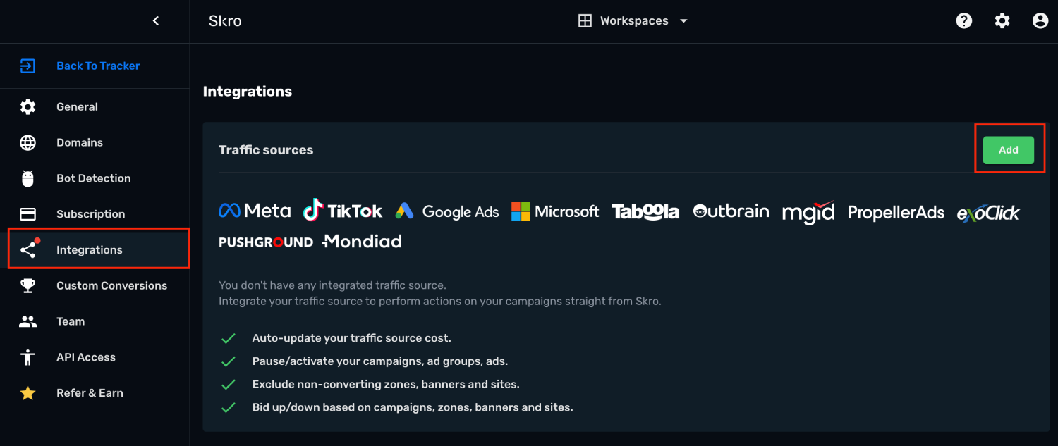 TikTok and Skro Integration step 1