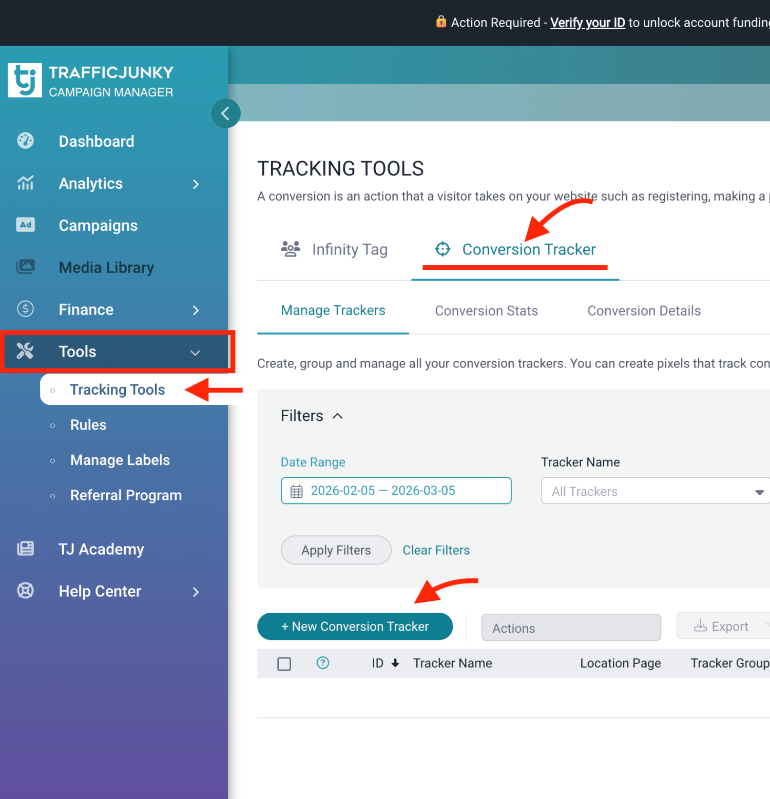 Set TrafficJunky Postback click ID macro