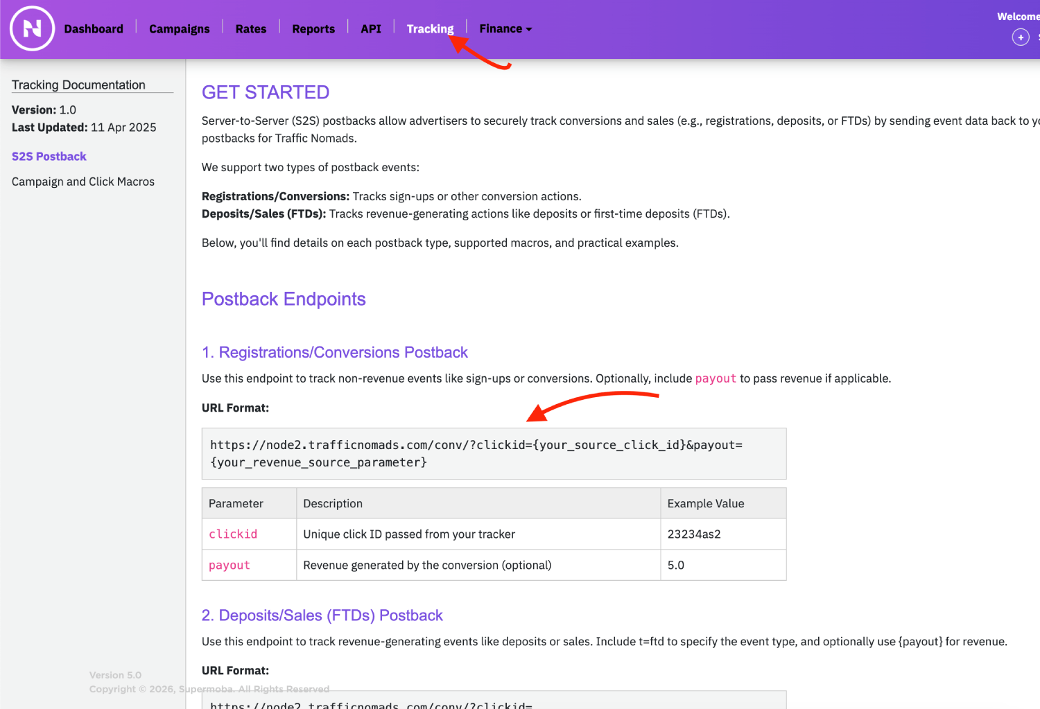 Copy Traffic Nomads Postback URL