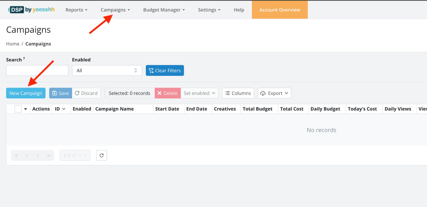 Step 3. Create a campaign in Yeesshh 1