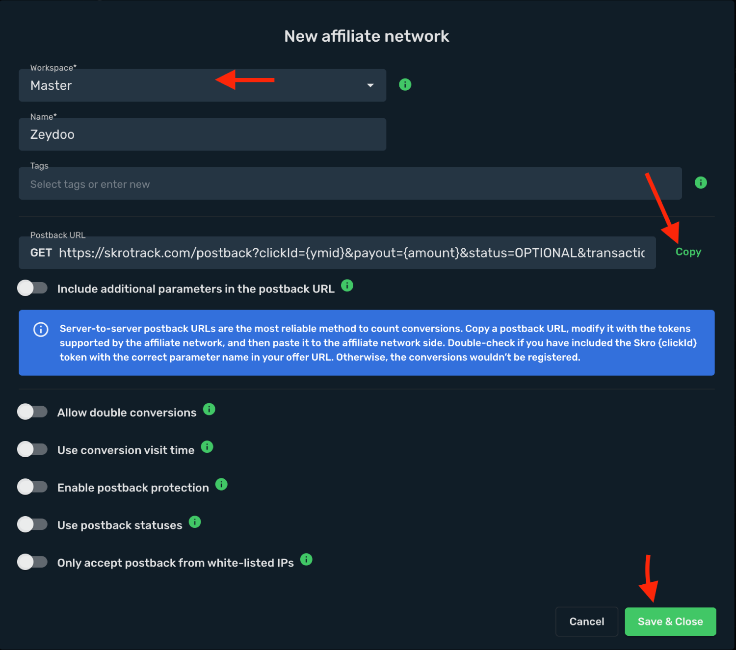 Save Zeydoo as affiliate network